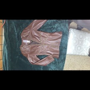 Brown leather designer jacket by Nicola Benti XS in good condition more vintage